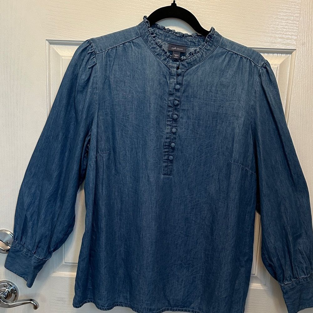 J. Jill Indigo Denim-Style Button-Up Shirt